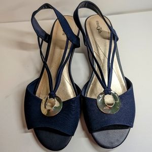East 5th Ravena Wedge Sandals Size 11 Midnight Blue